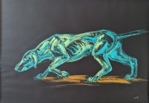 Chien à l'affut - Pastel