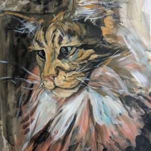Le chat roi. J'ai réalisé cette peinture dans l'esprit d'un conte.
